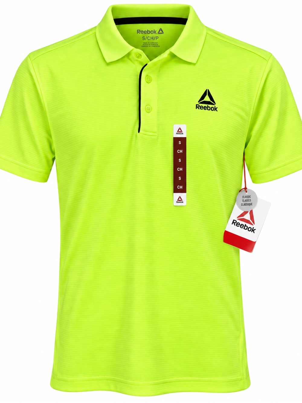 Reebok Men’s Neon Yellow Performance Polo Shirt Size S NWT
